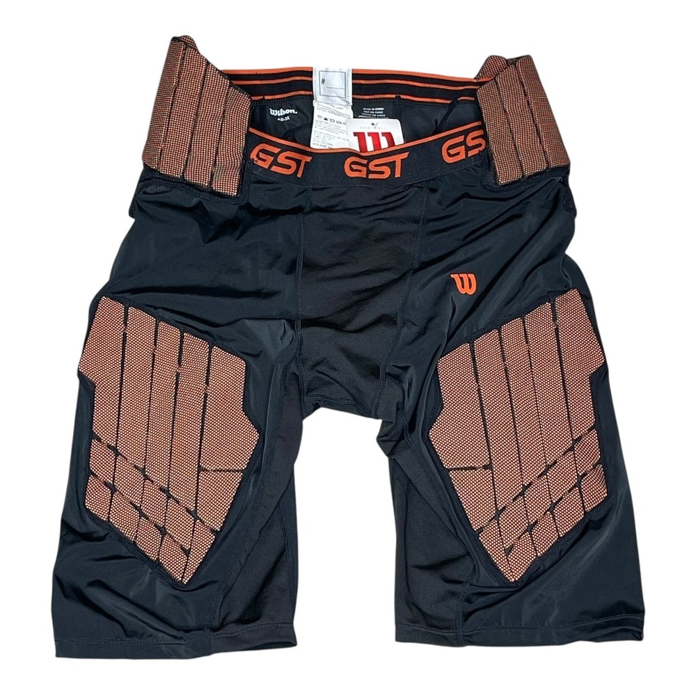 Wilson‎ GST Mens Football Girdle Padded Compression Shorts Black Orange 3XL New